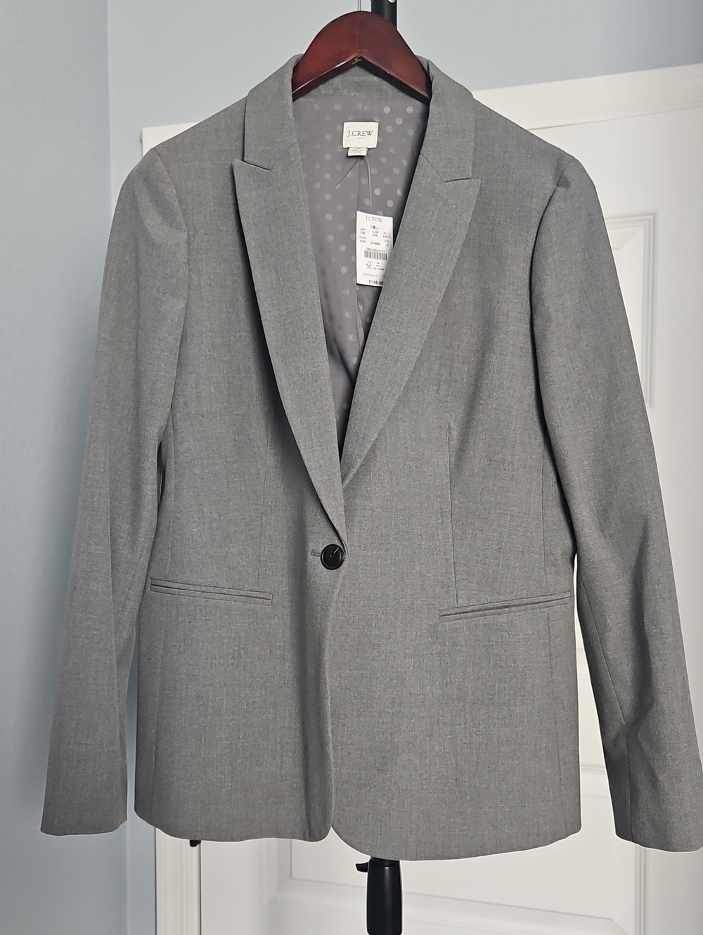 J. Crew Gray Single-Button Notch-Lapel Blazer